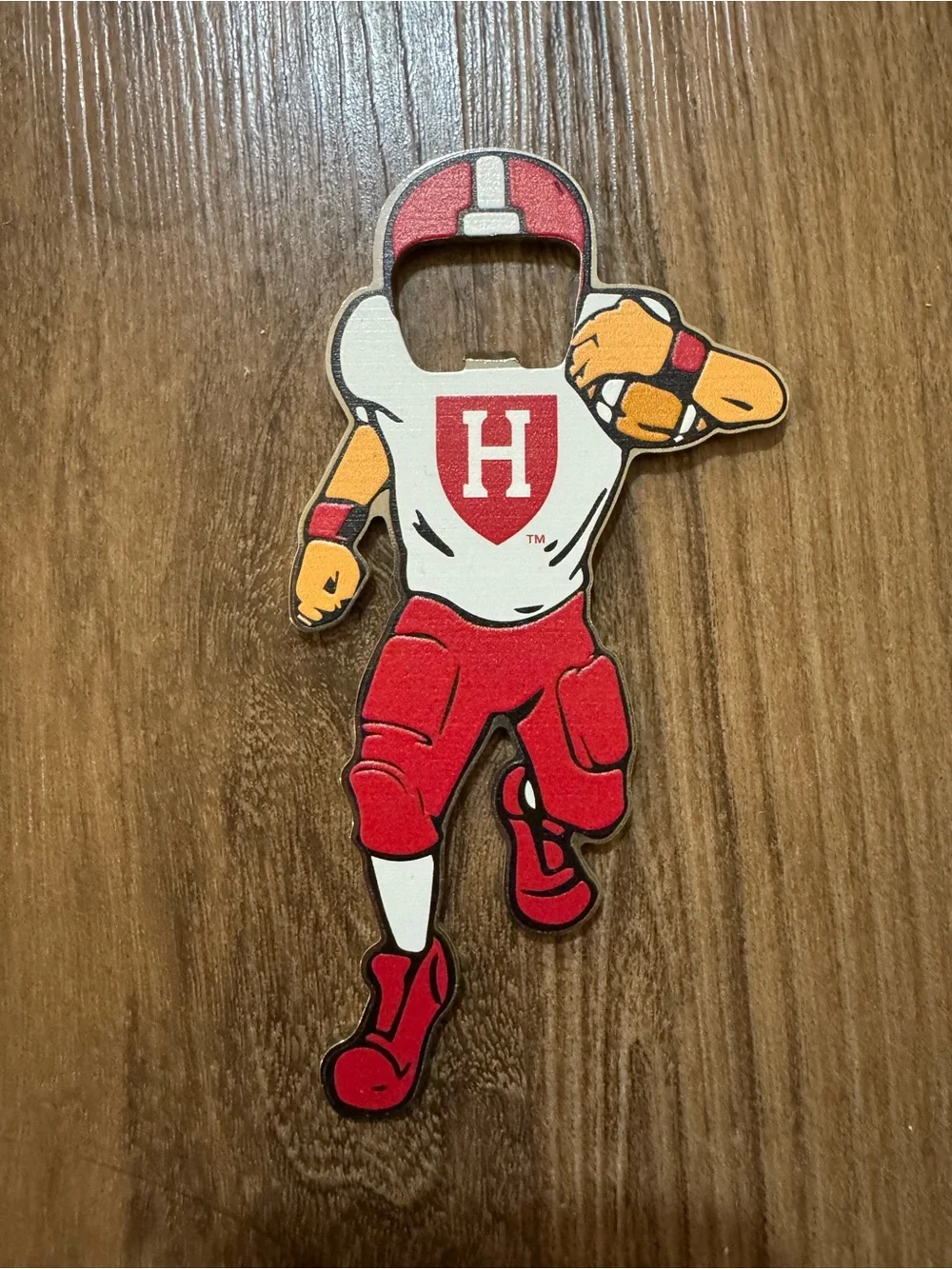 NWT Harvard university Red and White Football Player Wall Decor Bottle Opener